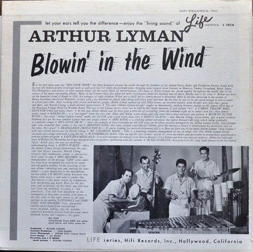 Arthur Lyman : Blowin' In The Wind (LP, Album, Mono)