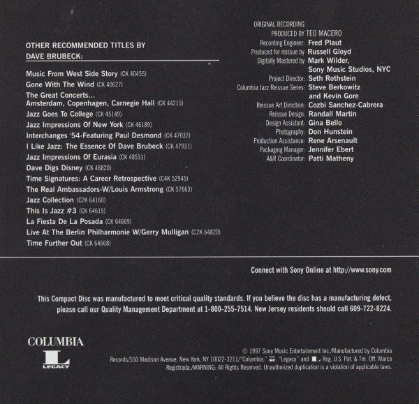 The Dave Brubeck Quartet : Time Out (CD, Album, Club, RE, RM)