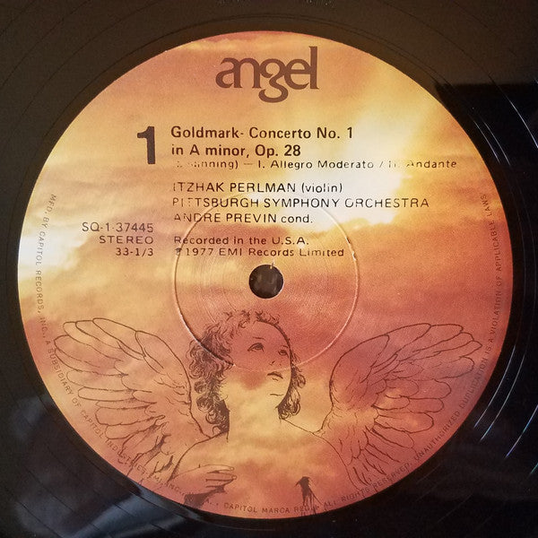 Karl Goldmark, Pablo De Sarasate, Itzhak Perlman, André Previn, The Pittsburgh Symphony Orchestra : Violin Concerto No. 1 In A Minor / Zigeunerweisen (LP, Quad)