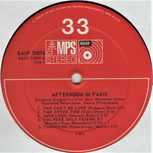 Stéphane Grappelli : Afternoon In Paris (LP, Album)