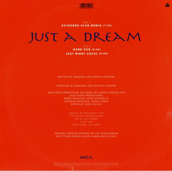 Donna de Lory : Just A Dream (12", Single)