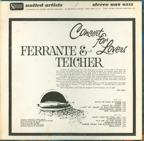 Ferrante & Teicher : Concert For Lovers (LP, Album)