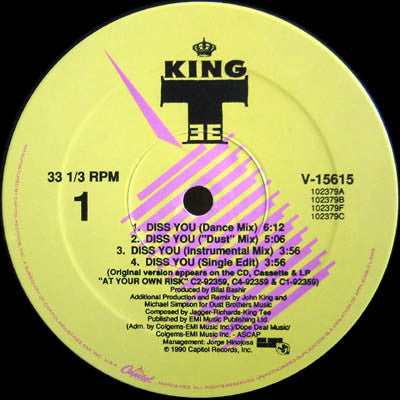 King Tee : Diss You (12", Single)