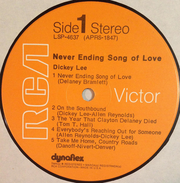 Dickey Lee : Never Ending Song Of Love (LP, Album)