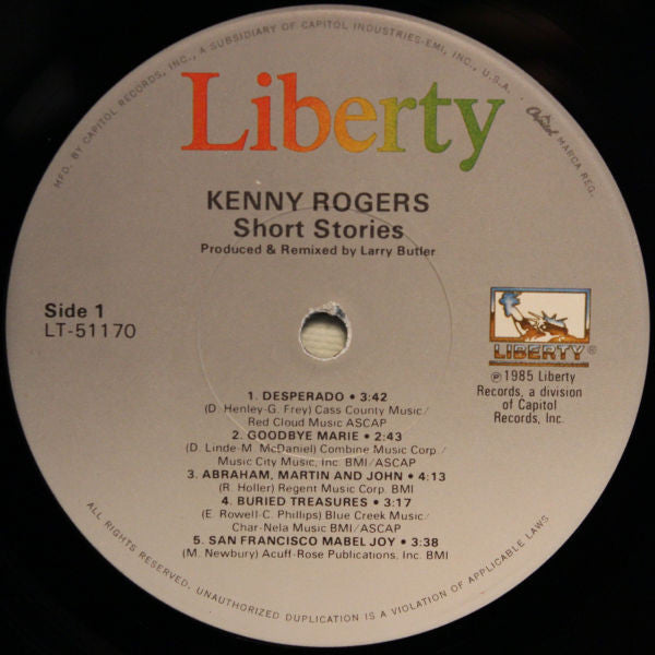 Kenny Rogers : Short Stories (LP, Comp)