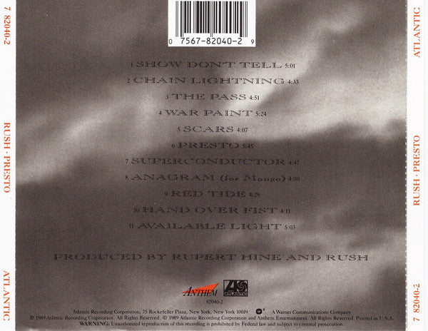 Rush : Presto (CD, Album)