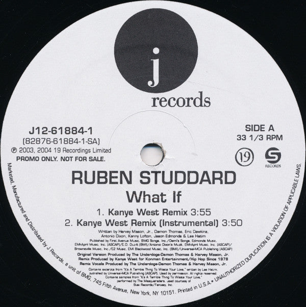 Ruben Studdard : What If (Kanye West Remix) (12", Promo)