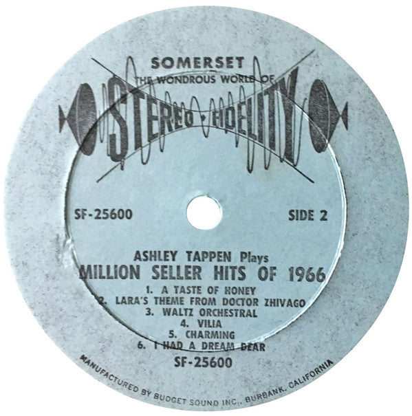 Ashley Tappen : Million Seller Hits Of 1966 (LP)