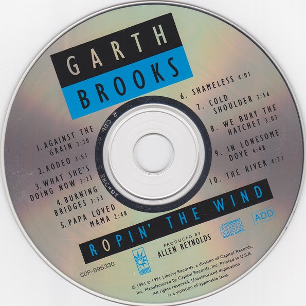 Garth Brooks : Ropin' The Wind (CD, Album, Club)