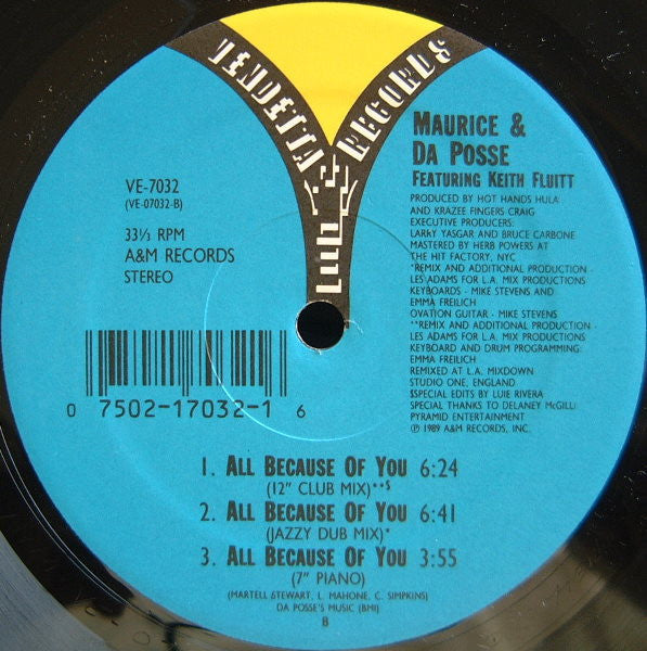 Maurice Joshua & Da Posse : All Because Of You (12")