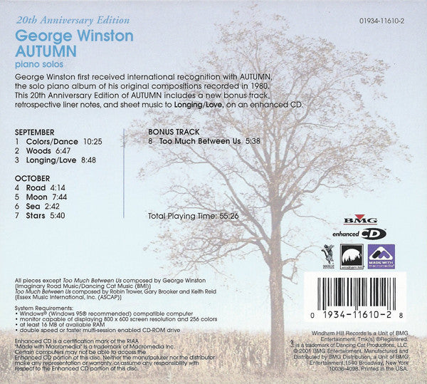 George Winston : Autumn (Piano Solos) (CD, Album, Enh, RE, 20t)