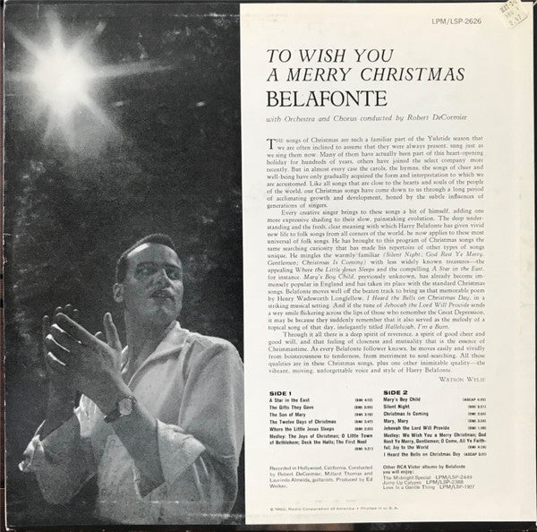 Harry Belafonte : To Wish You A Merry Christmas (LP, Album)