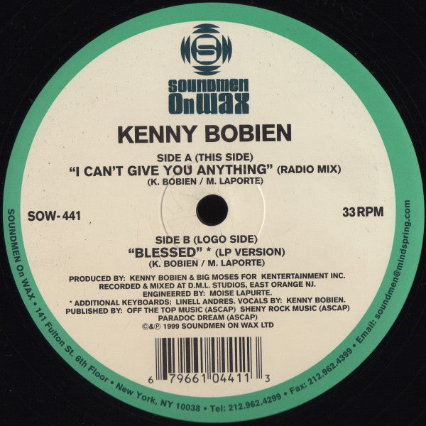 Kenny Bobien : I Can't Give You Anything / Blessed (12")