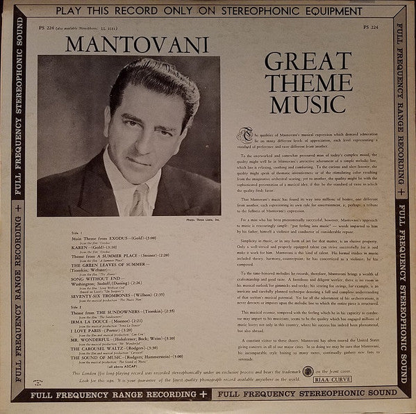Mantovani : Great Theme Music (LP, Album)