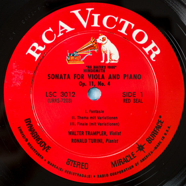 Walter Trampler, Ronald Turini - Paul Hindemith : Sonatas For Viola And Piano (Op. 11, No. 4 ▪ 1939) (LP)