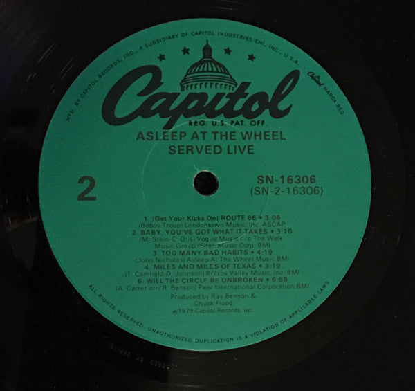 Asleep At The Wheel : Served Live (LP, Album, RM)