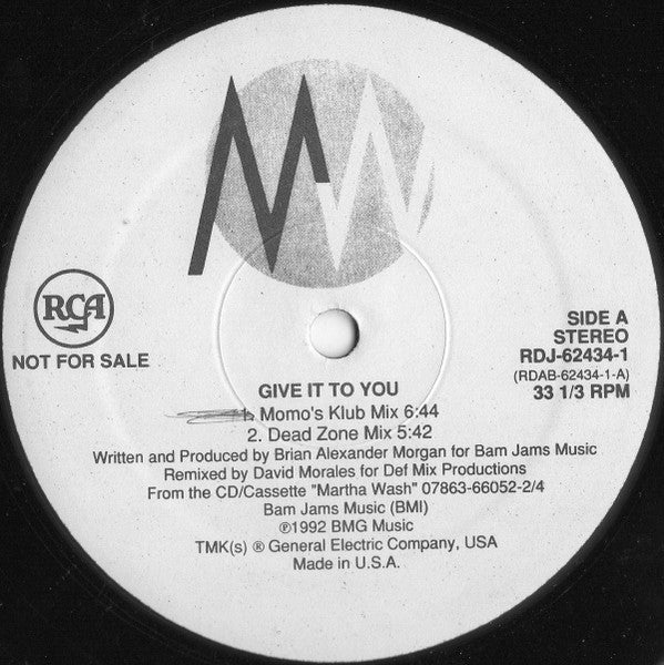 Martha Wash : Give It To You (2x12", Promo)