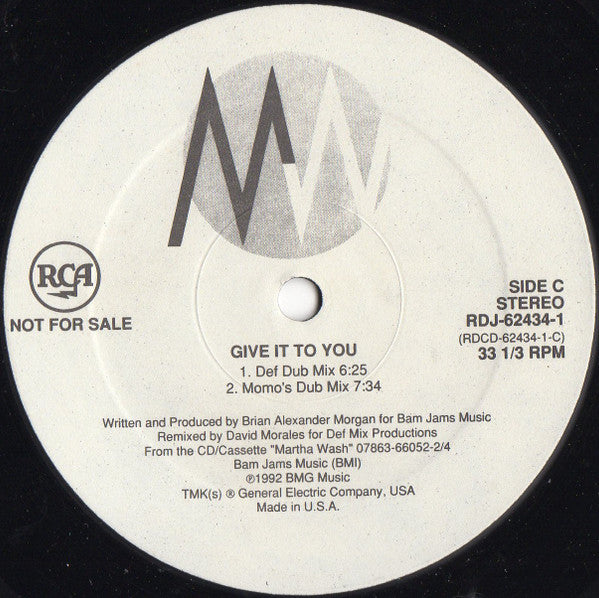 Martha Wash : Give It To You (2x12", Promo)