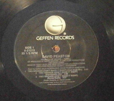 David Peaston : Two Wrongs (Don't Make It Right) (12", Maxi)