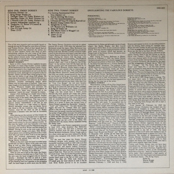 The Fabulous Dorseys : Spotlighting The Fabulous Dorseys (LP, Mono)