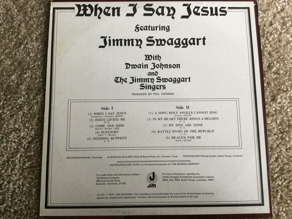 Jimmy Swaggart With Dwain Johnson And The Jimmy Swaggart Singers : When I Say Jesus (LP)