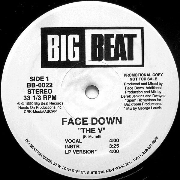 Face Down : The V (12", Promo)