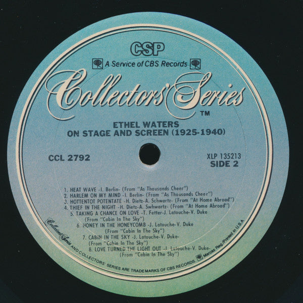 Ethel Waters : On Stage And Screen 1925-1940 (LP, Comp, Mono, RE)