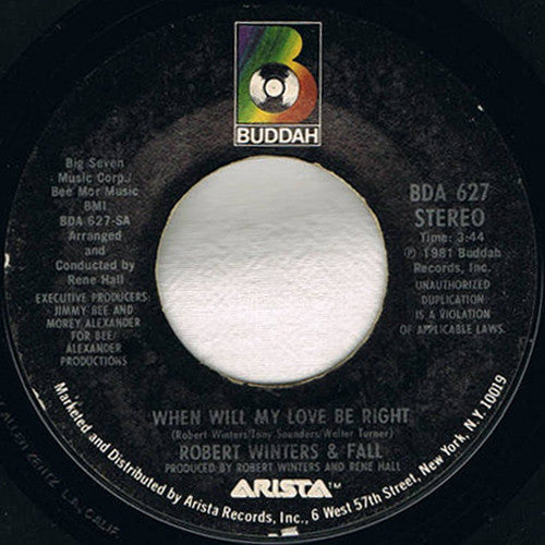 Robert Winters And Fall : When Will My Love Be Right / Touched By You (7")
