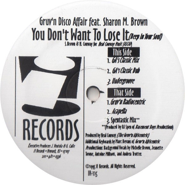 Gruv'n Disco Affair Featuring Sharon Brown : You Don't Want To Lose It (Deep In Your Soul) (12")