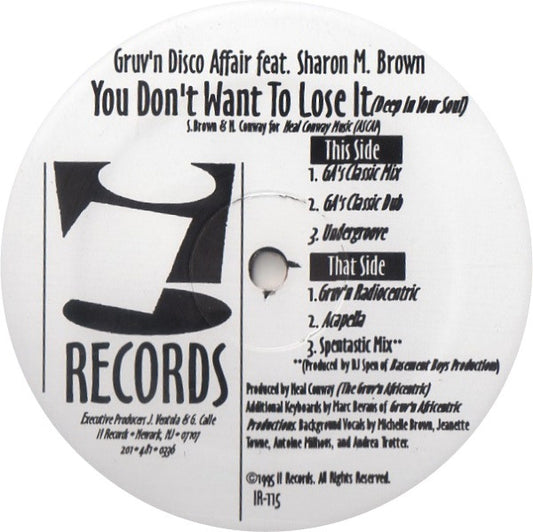 Gruv'n Disco Affair Featuring Sharon Brown : You Don't Want To Lose It (Deep In Your Soul) (12")