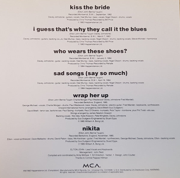 Elton John : Greatest Hits 1976-1986 (CD, Comp, Club)