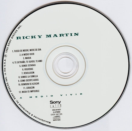Ricky Martin : A Medio Vivir (CD, Album)