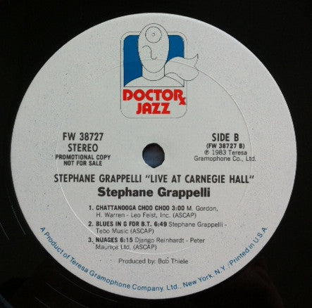 Stéphane Grappelli : Live At Carnegie Hall (LP, Album)