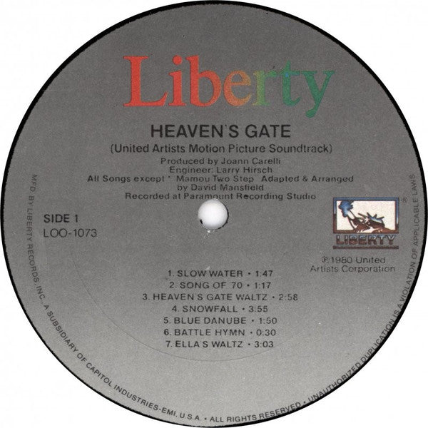 David Mansfield : Heaven's Gate (United Artists Motion Picture Soundtrack) (LP, Album)