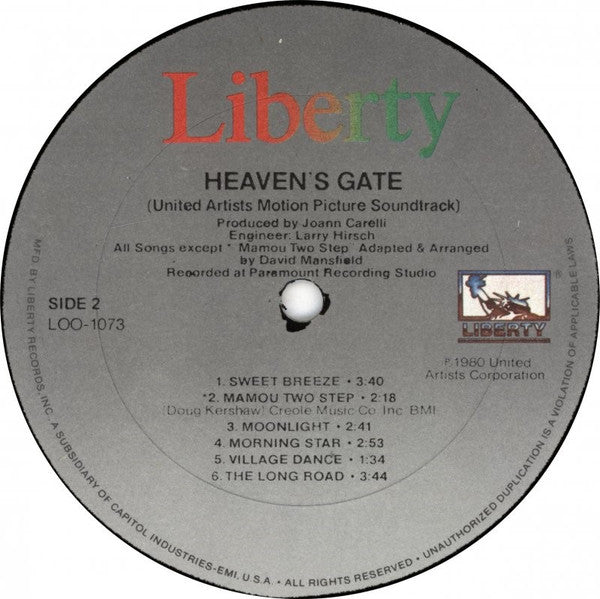David Mansfield : Heaven's Gate (United Artists Motion Picture Soundtrack) (LP, Album)