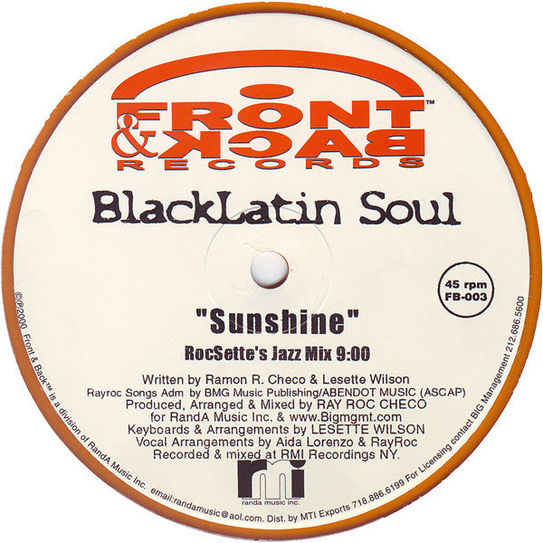 Black Latin Soul : Sunshine (12", Ora)