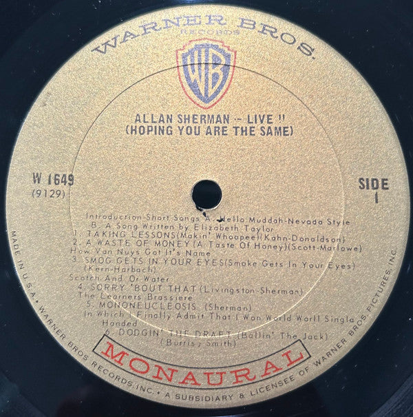 Allan Sherman : Live! (LP, Album, Mono)