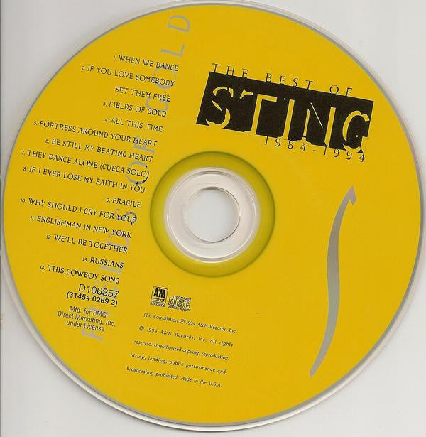 Sting : Fields Of Gold: The Best Of Sting 1984 - 1994 (CD, Comp, Club)