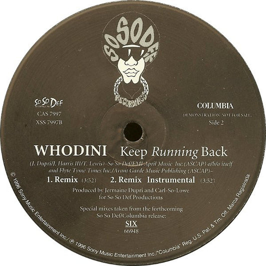 Whodini : Keep Running Back (12", Single, Promo)