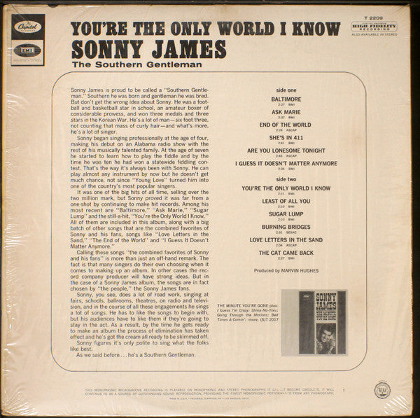Sonny James : You're The Only World I Know (LP, Album, Mono)