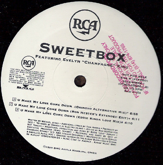 Sweetbox : U Make My Love Come Down (12", Promo)