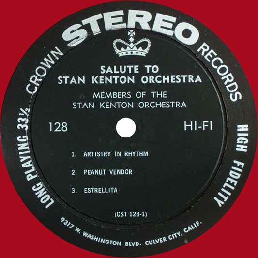 Members Of The Stan Kenton Orchestra : Members Of The Stan Kenton Orchestra Salute Stan Kenton (Artistry In Rhythm) (LP, Album, Red)