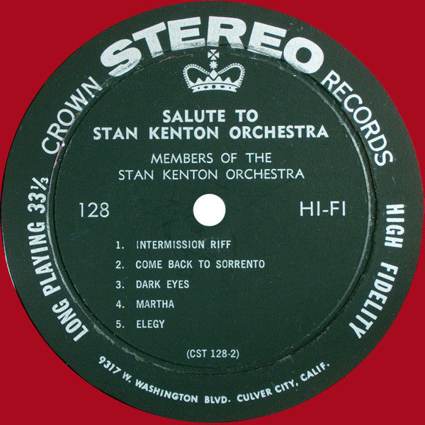 Members Of The Stan Kenton Orchestra : Members Of The Stan Kenton Orchestra Salute Stan Kenton (Artistry In Rhythm) (LP, Album, Red)
