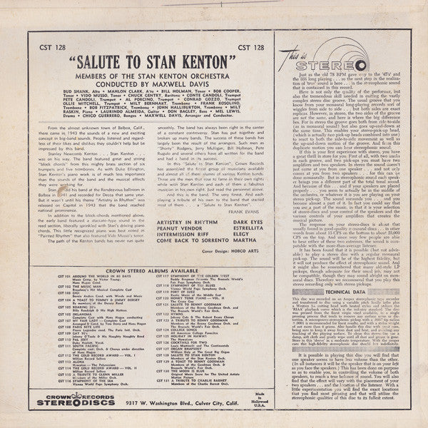 Members Of The Stan Kenton Orchestra : Members Of The Stan Kenton Orchestra Salute Stan Kenton (Artistry In Rhythm) (LP, Album, Red)