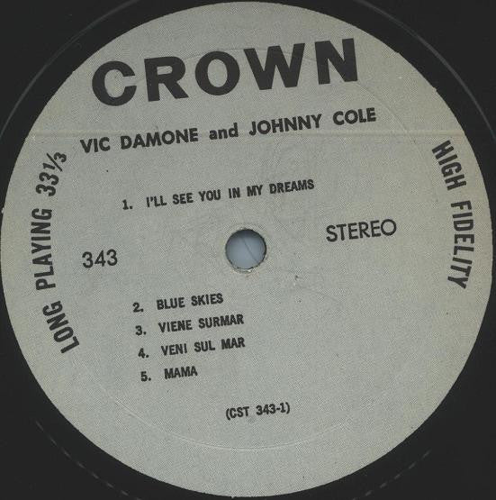 Vic Damone And Johnny Cole : Vic Damone And Johnny Cole (LP)