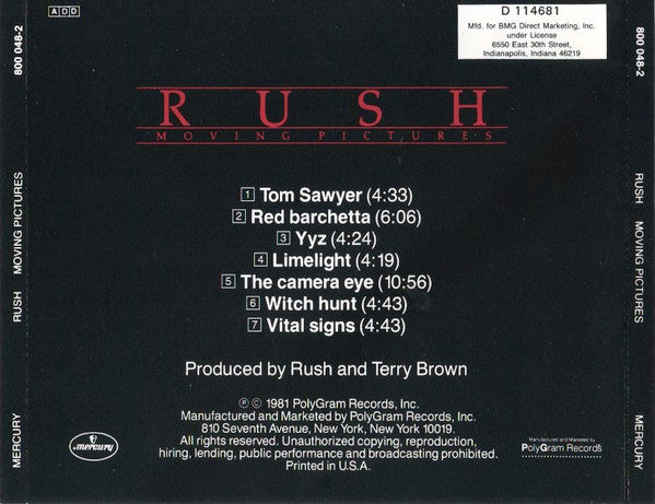 Rush : Moving Pictures (CD, Album, Club, PMD)