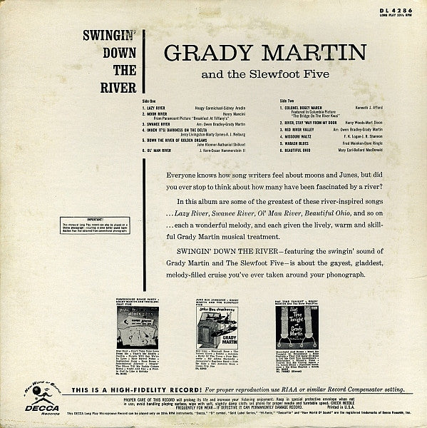 Grady Martin And The Slew Foot Five : Swingin' Down The River (LP, Album, Mono)