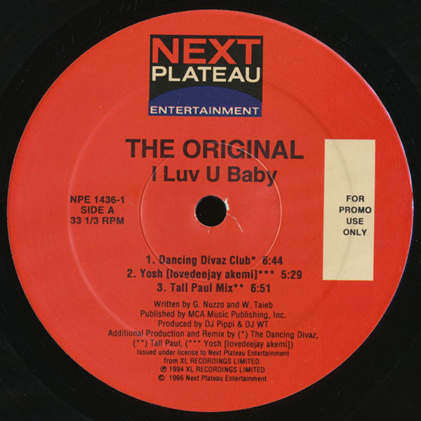 The Original : I Luv U Baby (12", Promo)