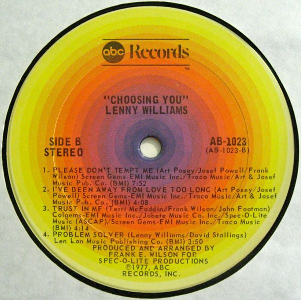 Lenny Williams : Choosing You (LP, Album, San)