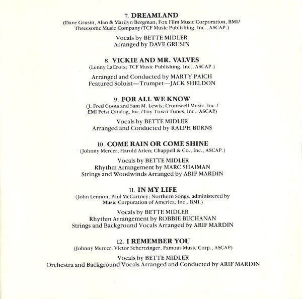 Bette Midler : For The Boys (Music From The Motion Picture) (CD, Album)